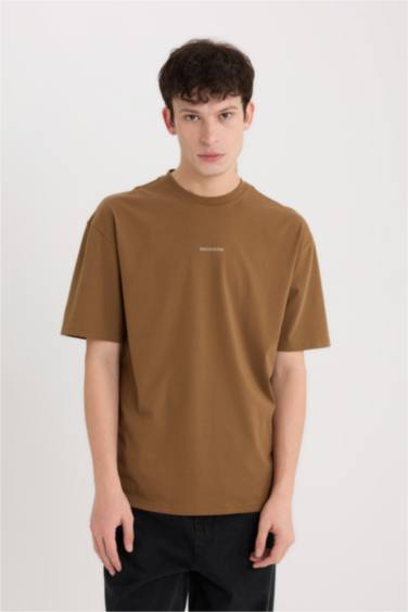 Boxy Fit Crew Neck Back Printed T-Shirt