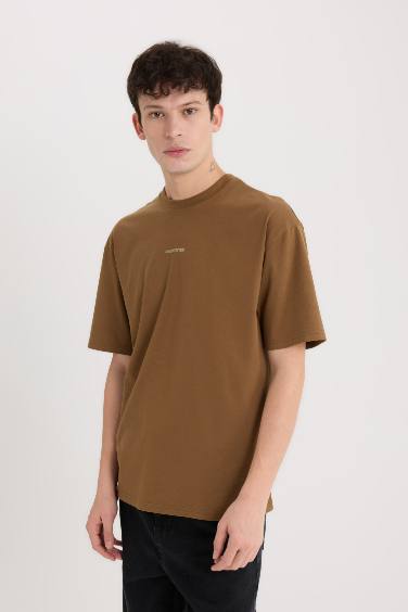 Boxy Fit Crew Neck Back Printed T-Shirt