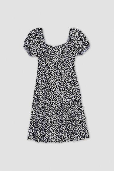 Coool гүлді шаршы ойық қысқа жеңді Қысқа жеңді тоқылған көйлек