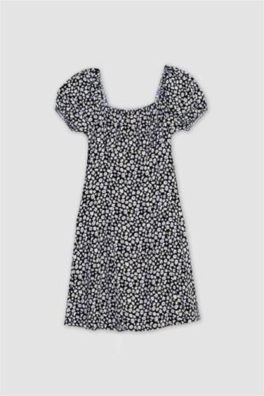 Coool гүлді шаршы ойық қысқа жеңді Қысқа жеңді тоқылған көйлек