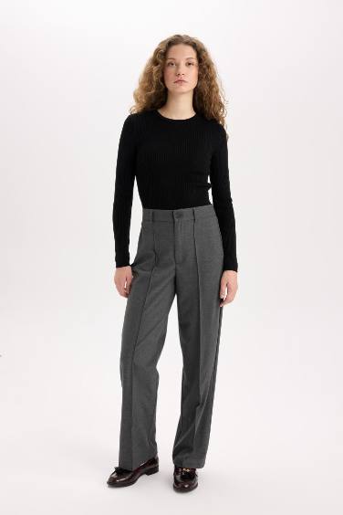 Wide Leg Normal Waist Classic Trousers