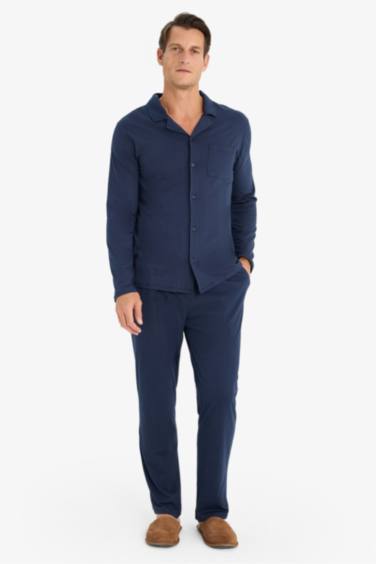 Premium Regular Fit Pijama Takımı Basic Düz Uzun Kollu Üst Uzun Alt