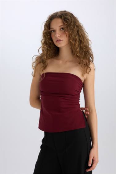 Top Bustier Slim Basique Bordeaux