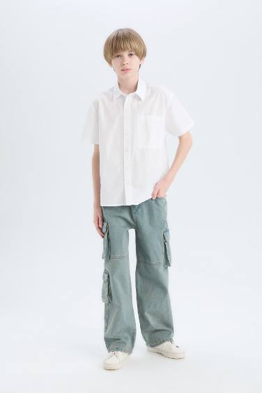 Boy Oversize Fit Polo Collar Parachute Shirt