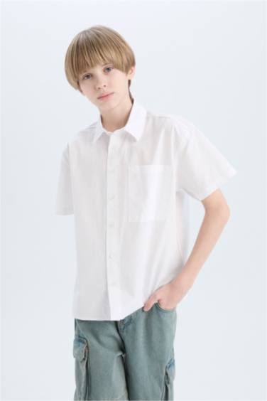 Boy Oversize Fit Polo Collar Parachute Shirt