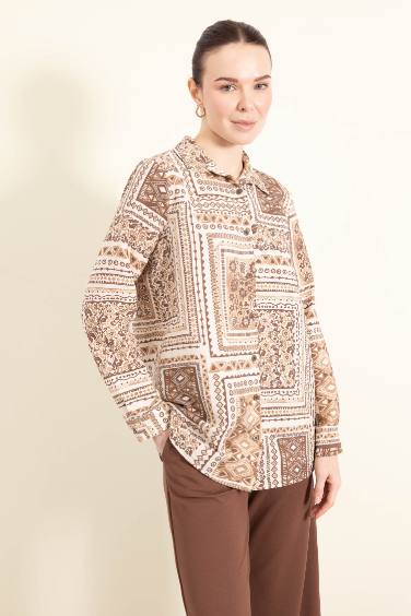 Regular Fit С Узором Длинный Рукав Туника