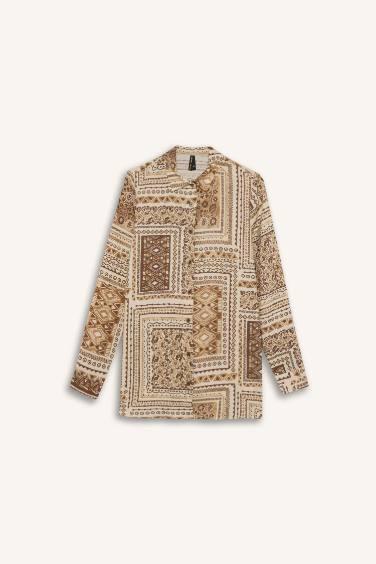 Regular Fit С Узором Длинный Рукав Туника