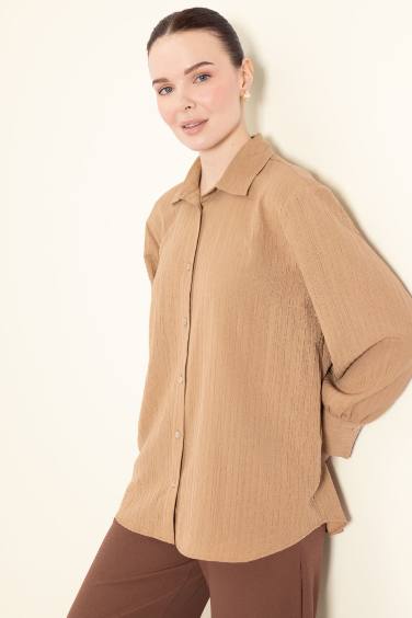 Regular Fit Shirt Collar Long Sleeve Tunic