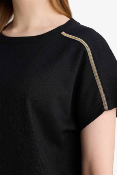 Футболка из жатой ткани Regular Fit с коротким рукавом