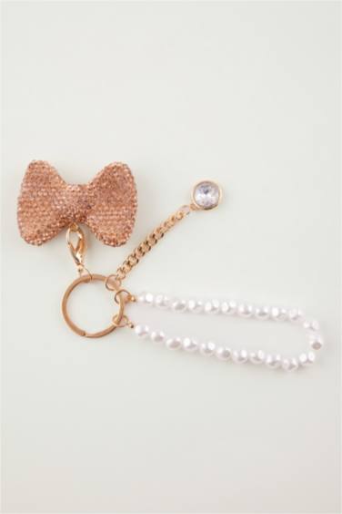 Gold Taşlı Fiyonk Charm Anahtarlık