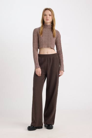 Turtleneck Basic Ribbed Camisole Crop Top T-Shirt