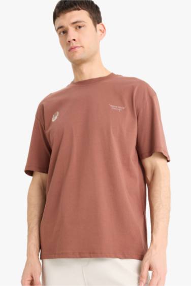 Boxy Fit Crew Neck Printed Short Sleeve T-Shirt