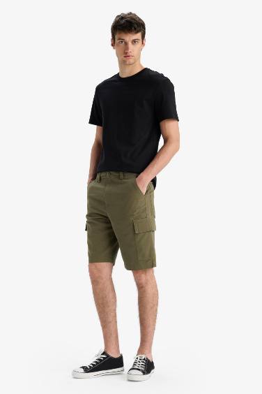 Cotton Regular Cargo Bermuda Shorts