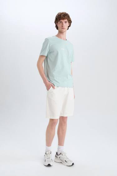 Регулярный Крой Хлопковые Шорты-Бермуды