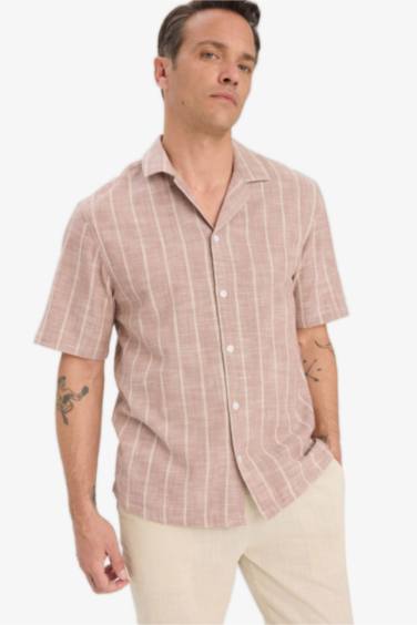 Chemise 100% coton à manches courtes Coupe décontractée