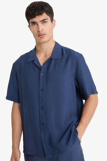 Relax Fit Polo Collar Short Sleeve Shirt