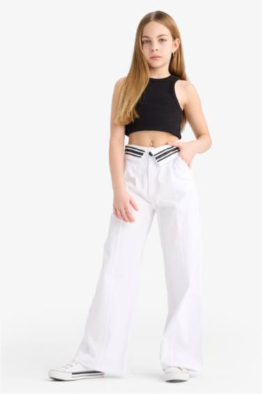 Girl Wide Leg Cotton Trousers