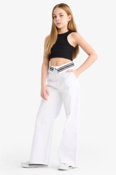 Girl Wide Leg Cotton Trousers