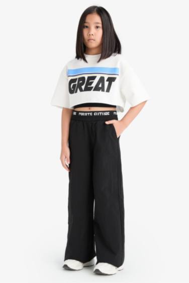 Girl Wide Leg Cotton Trousers