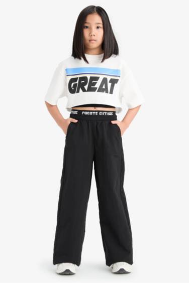 Girl Wide Leg Cotton Trousers