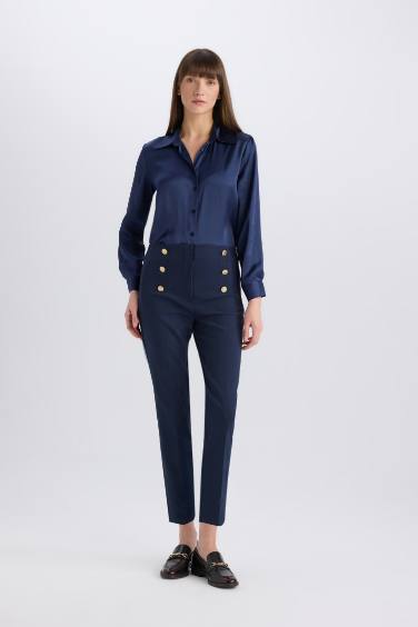 قميص ردن طويل ستان قصة عادية بياقة قميص