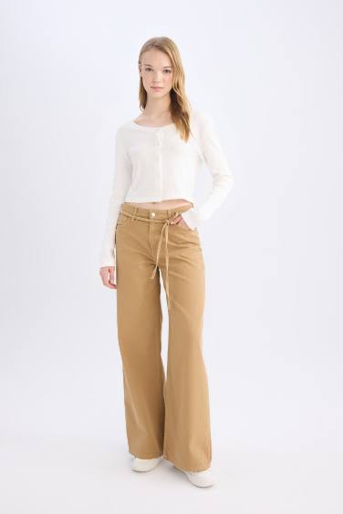 Coool Gabardin Pantolon Wide Leg Yüksek Bel Geniş Bol Paça