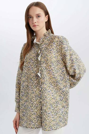 Regular Fit Floral Long Sleeve Tunic