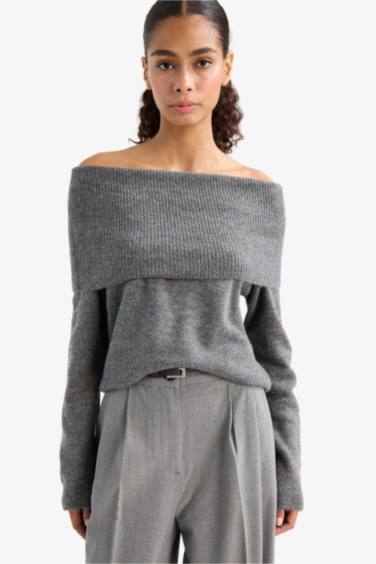 Regular Fit Off Shoulder Knitwear Pullover