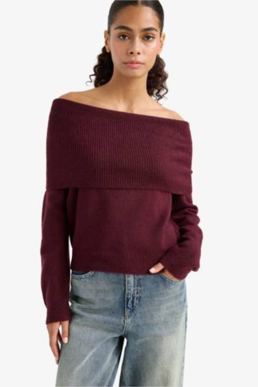 Pull en tricot à épaules dénudées Coupe régulière