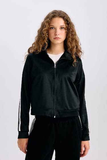 Oversize Fit Pocket Zippered Sports Cardigan