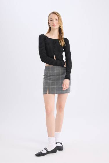 Coool Baskılı Yüksek Bel Mini Etek