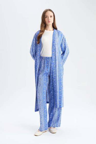 Wide Leg Printed Viscose Trousers