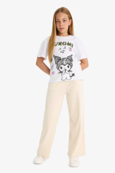 Kız Çocuk Beli Lastikli Wide Leg Geniş Paça Eşofman Altı