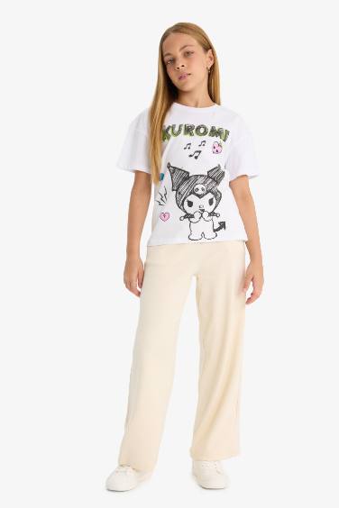 Kız Çocuk Beli Lastikli Wide Leg Geniş Paça Eşofman Altı