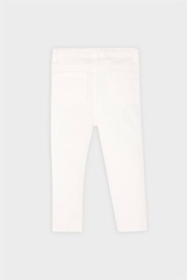 Erkek Bebek Basic Düz Beyaz Jean Pantolon
