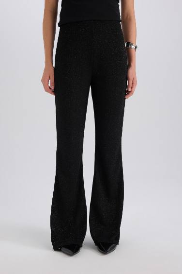 Yılbaşı Temalı Flare Fit Düz Paça Bürümcük Pantolon