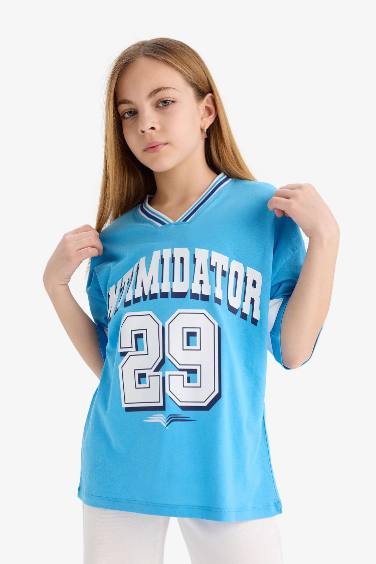 Girl Oversize Fit Number Patterned T-Shirt
