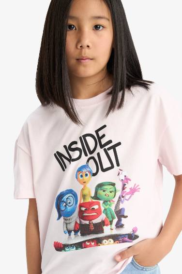 Kız Çocuk Inside Out Relax Fit Bisiklet Yaka Kısa Kollu Tişört