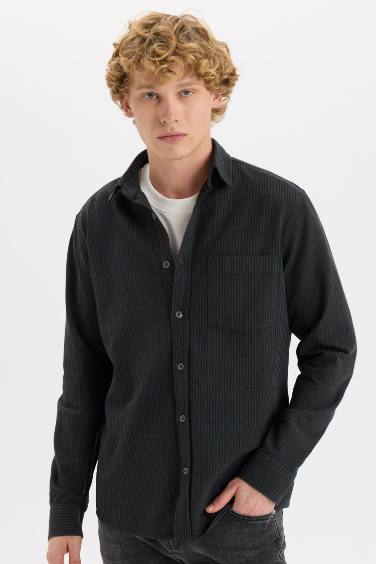 Regular Fit Cotton Striped Long Sleeve Shirt