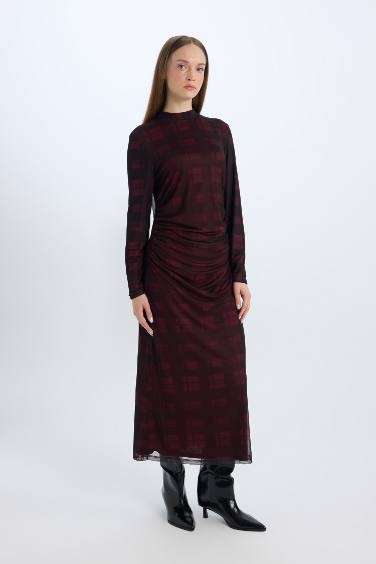 Regular Fit Printed Tulle Dress