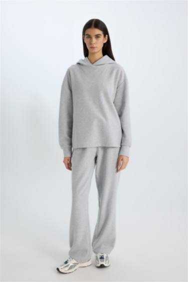 Wide Leg Kışlık Pantolon Geniş Bol Paça Beli Lastikli Bağcıklı Basic Düz Cepli