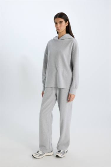 Wide Leg Kışlık Pantolon Geniş Bol Paça Beli Lastikli Bağcıklı Basic Düz Cepli