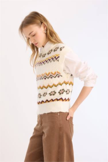 Coool Рождество үлкен пішім ұзартылған жаға трикотаж Жилет