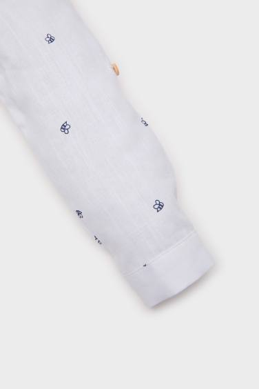 قميص ولادي بوبلين ردن طويل قصة عادية