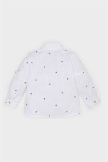 قميص ولادي بوبلين ردن طويل قصة عادية