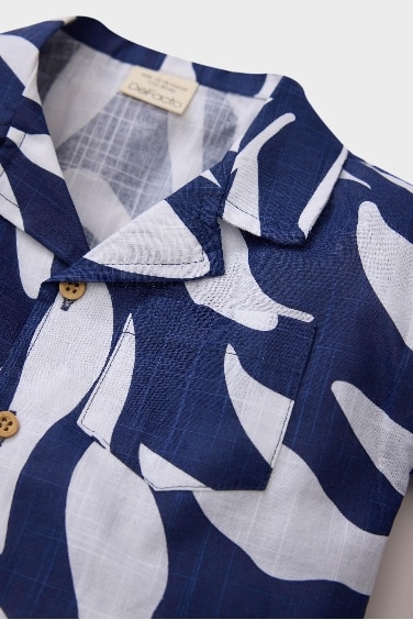 قميص ولادي بوبلين نص ردن قصة عادية