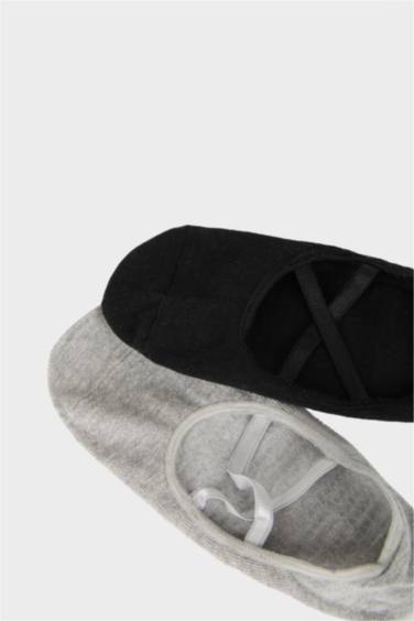 Lot de 2 paires de chaussettes de pilates en coton à semelle antidérapante pour femme