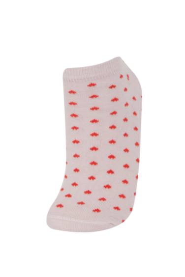 Kadın Kalp Desenli 3'lü Pamuklu Patik Çorap