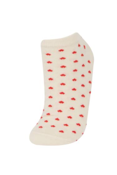 Kadın Kalp Desenli 3'lü Pamuklu Patik Çorap