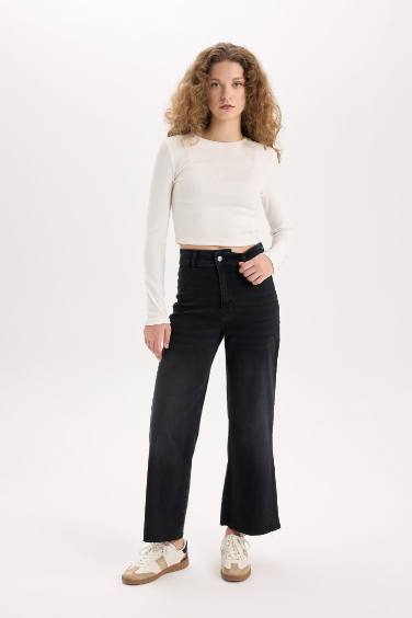 Culotte Fit High Waist Long Jeans